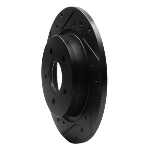 Volvo S40 Brake Rotor (1) - Rear Left - R1 Concepts - Drilled & Slotted - Black - `04-`13